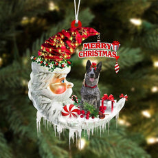 Blue Heeler On The Moon Merry Christmas Hanging Ornament, Christmas Gift, Christmas Tree Decorations, Christmas Ornament 2023