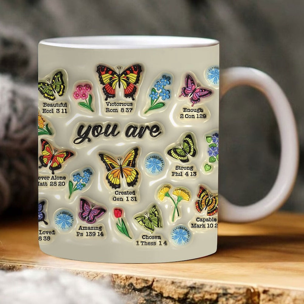 Christian 3D Mug, 3D Christian Bible Verse You Are Rainbow Sunflower Inflated Mug, Bible Verse Inflated Mug, 3D Jesus Mug, Religious 3D Mug