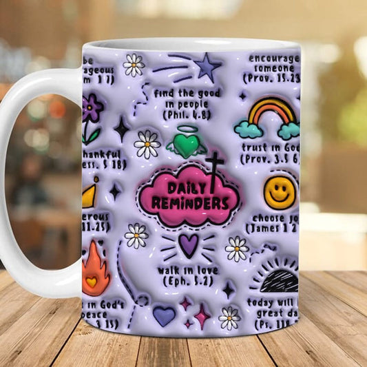 Christian 3D Mug, 3D Daily Christian Affirmation Inflated Mug, Bible Verse Inflated Mug, 3D Jesus Mug, Religious 3D Mug