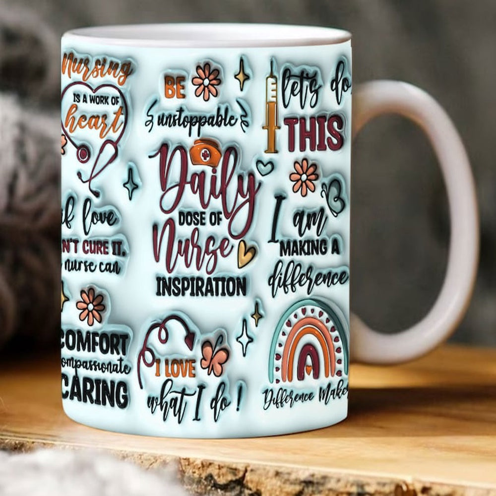 Christian 3D Mug, 3D Nurse Affirmations Inflated Mug, Bible Verse Inflated Mug, 3D Jesus Mug, Religious 3D Mug