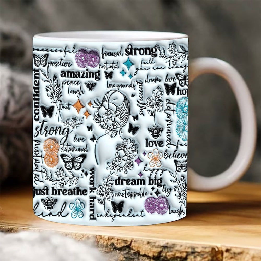 Christian 3D Mug, 3D Positive Affirmations Inflated Mugs Wrap, Bible Verse Inflated Mug, 3D Jesus Mug, Religious 3D Mug