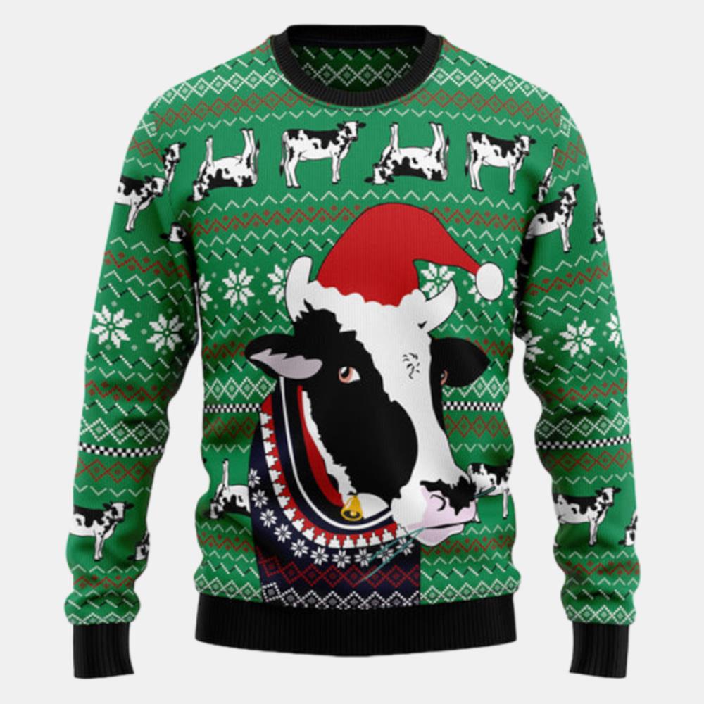 Funny Cow Ugly Sweater - Christmas sweater gift