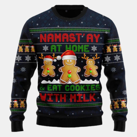 Gingerbread Namastay Ugly Sweater - Christmas sweater gift