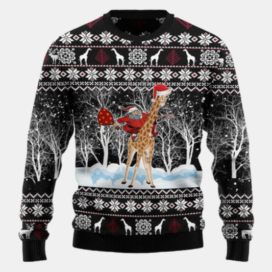 Giraffe And Santa Ugly Sweater - Christmas sweater gift