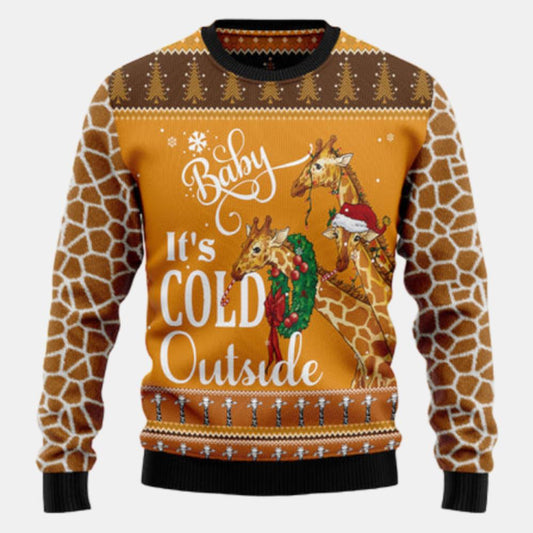 Giraffe Baby Its Cold Outside Ugly Sweater - Christmas sweater gift