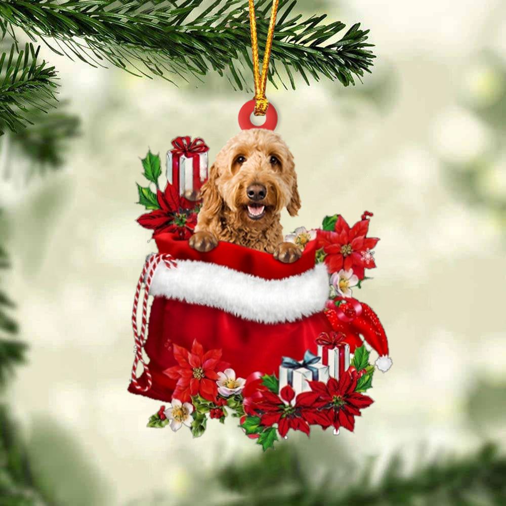 Goldendoodle In Gift Bag Christmas Ornament, Christmas Gift, Christmas Tree Decorations, Christmas Ornament 2023