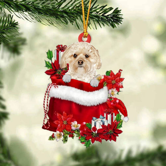 Morkie In Gift Bag Christmas Ornament, Christmas Gift, Christmas Tree Decorations, Christmas Ornament 2023