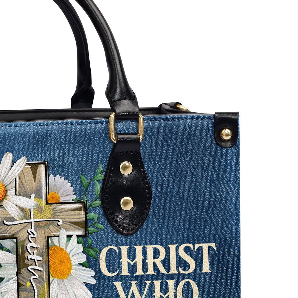 Personalized Christian Leather Bag, I Can Do All Things Through Me Leather Handbag, Faith Handbag