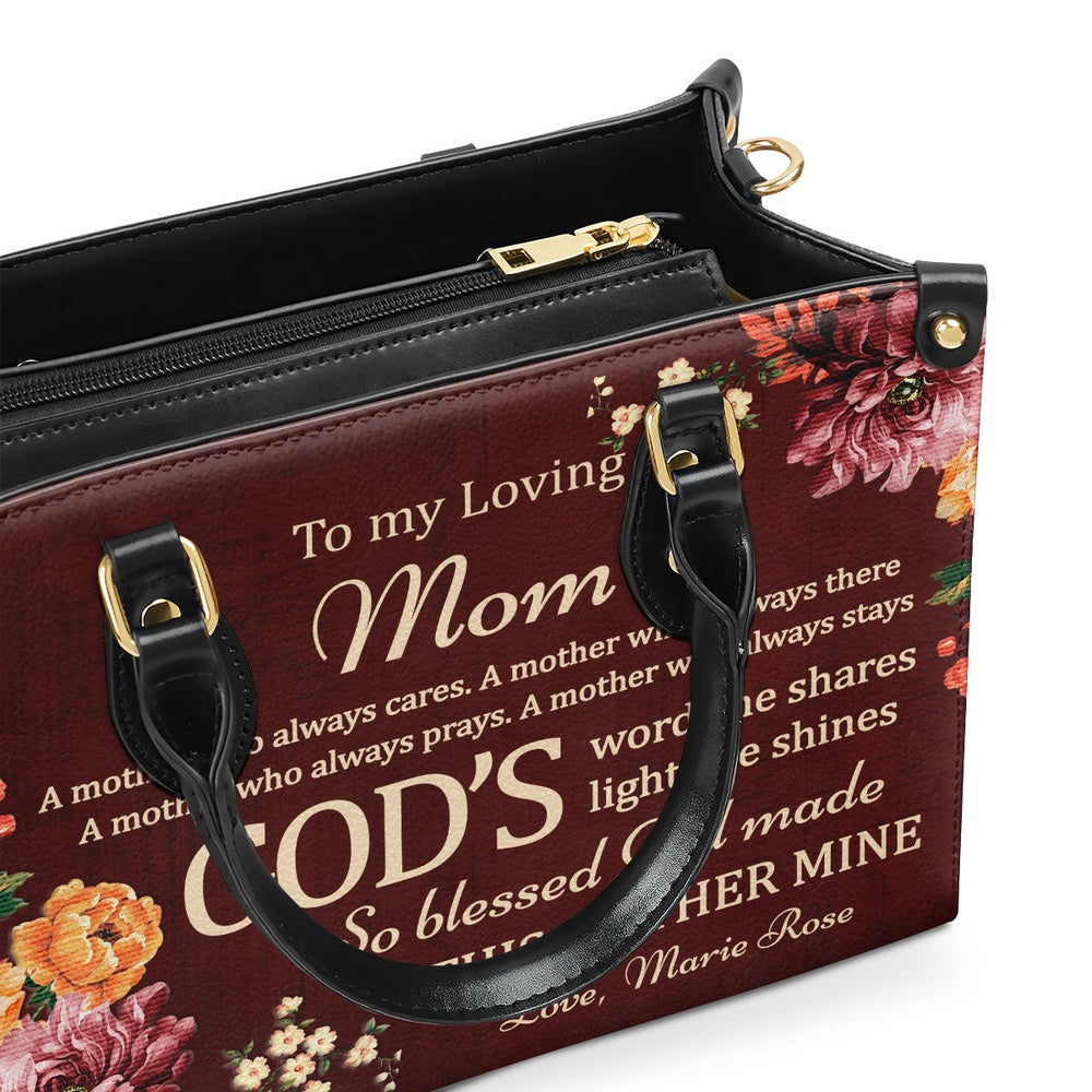 Personalized Christian Leather Bag, To My Loving Mom Leather Handbag, Faith Handbag