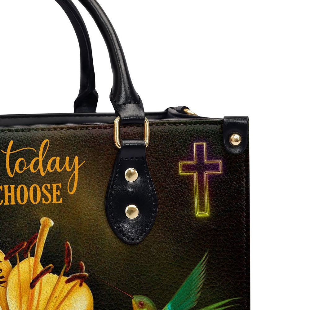 Personalized Christian Leather Bag, Today I Choose Joy - Beautiful Personalized Cross Leather Handbag, Faith Handbag