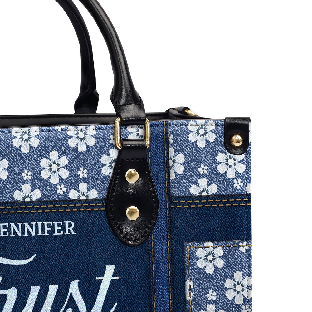 Personalized Christian Leather Bag, Trust In The Lord With All Your Heart Proverbs 3 5 Leather Handbag, Faith Handbag