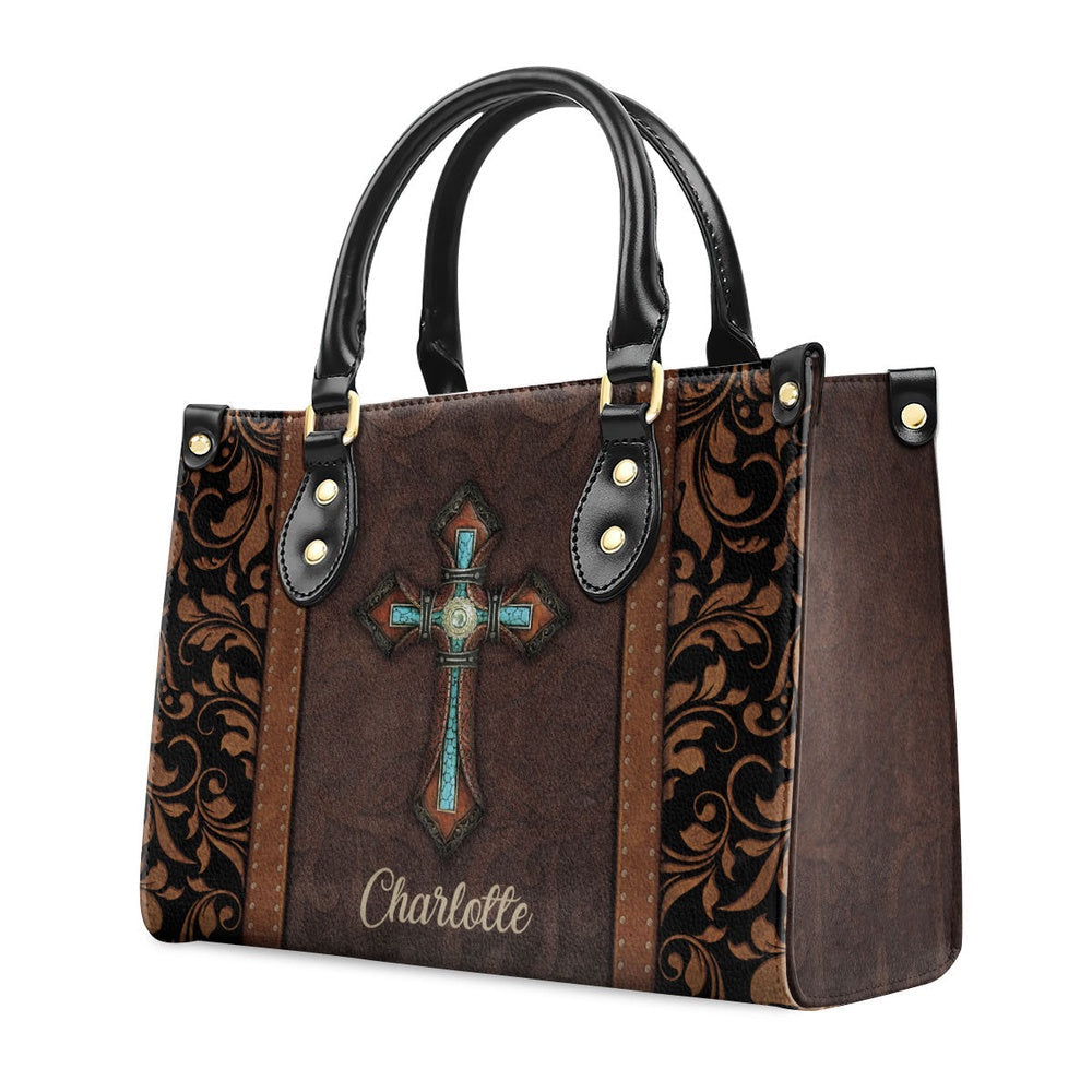 Personalized Christian Leather Bag, Unique Personalized Cross Leather Handbag, Faith Handbag
