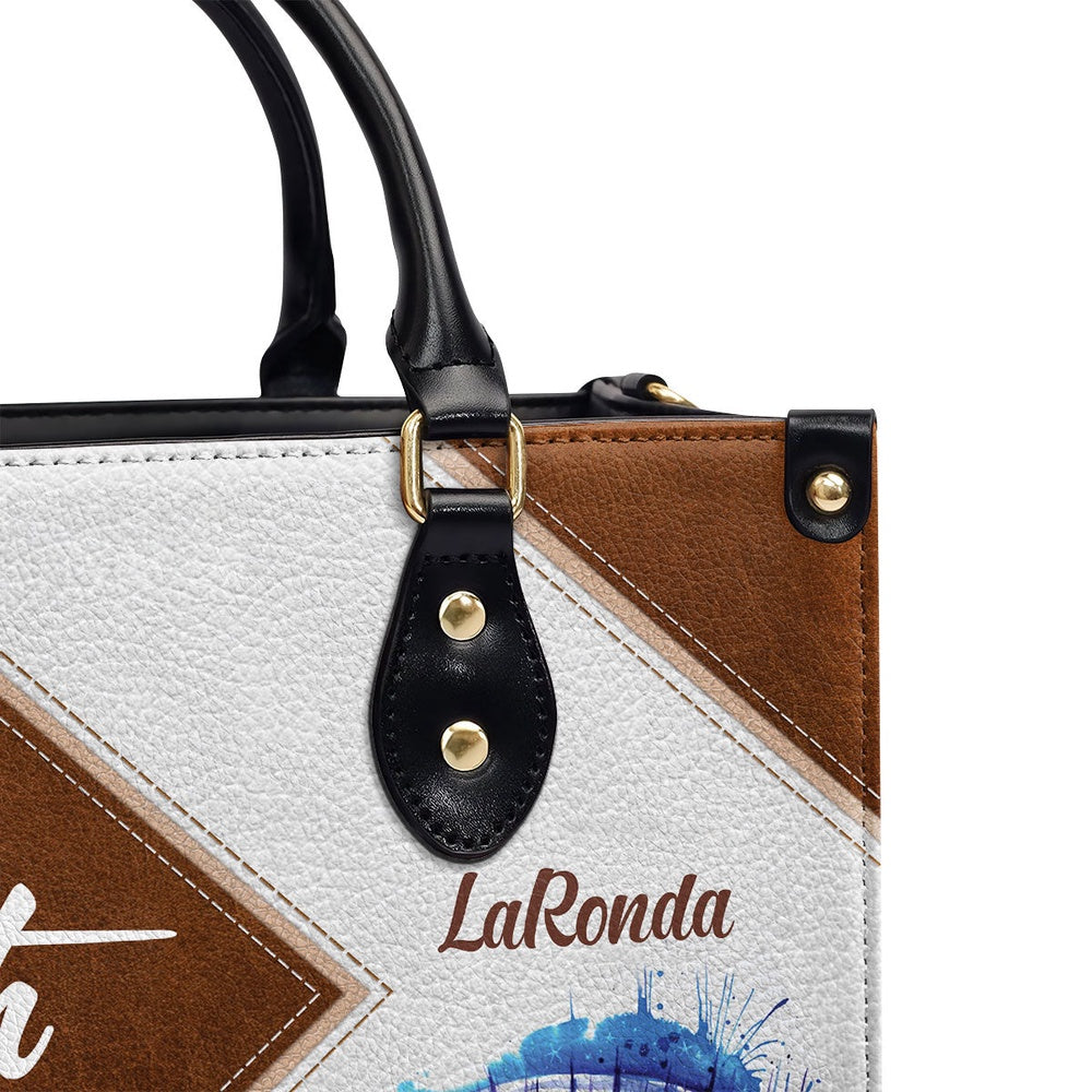 Personalized Christian Leather Bag, Walk By Faith, Not By Sight Leather Handbag, Faith Handbag