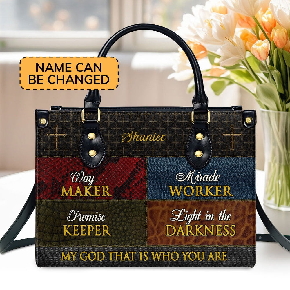 Personalized Christian Leather Bag, Way Maker - Personalized Leather Handbag, Faith Handbag