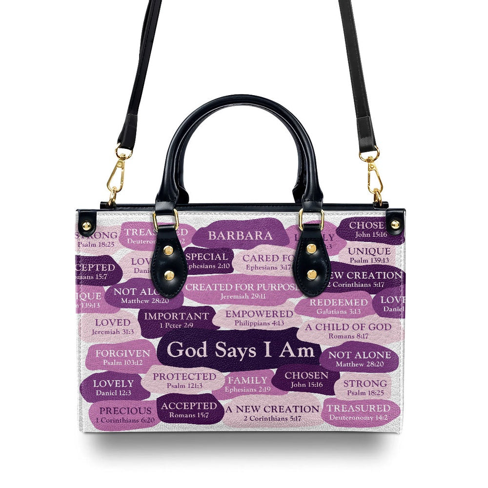 Personalized Christian Leather Bag, What God Says About You Leather Handbag, Spiritual Gift For Worship Members, Faith Handbag