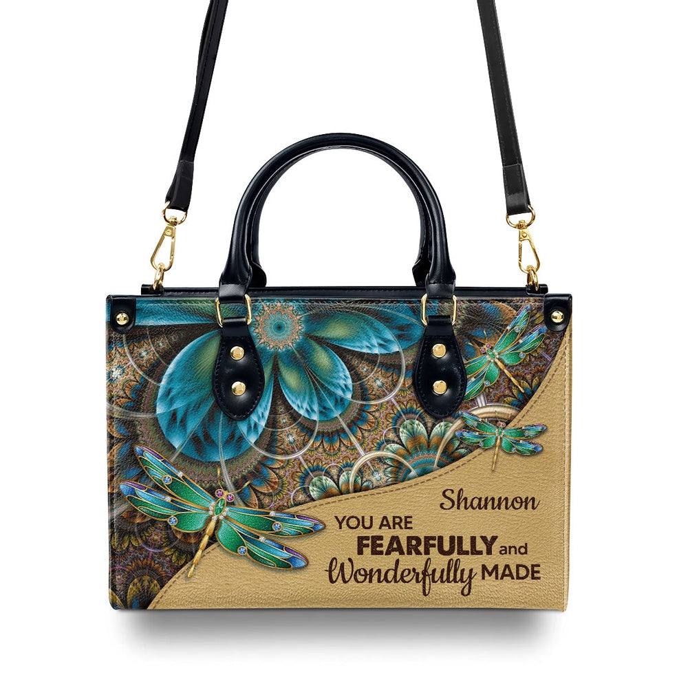 Personalized Christian Leather Bag, You Are Fearfully And Wonderfully Made - Lovely Leather Handbag, Faith Handbag
