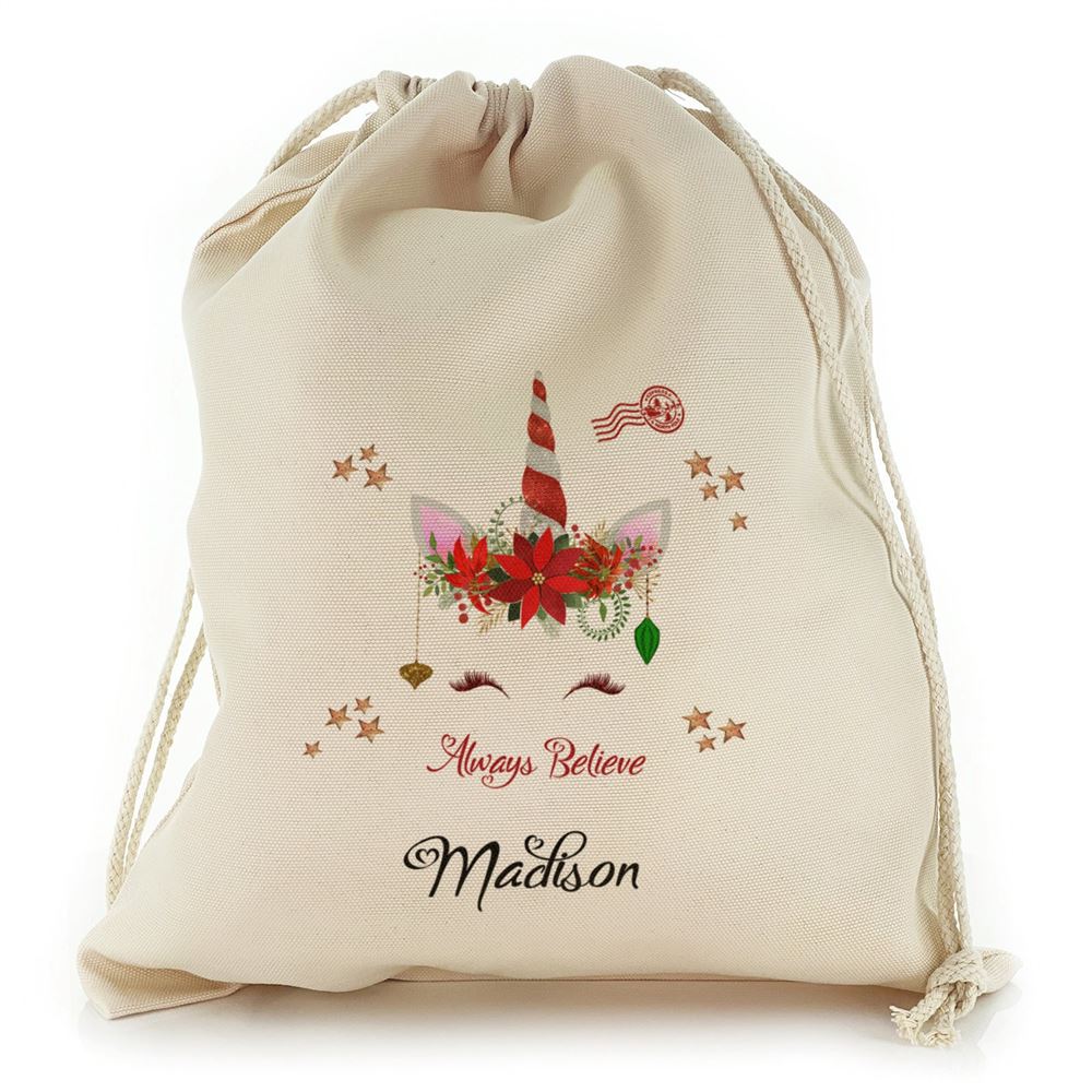 Red White Spiral Reindeer Unicorn Christmas Sack, Gift For Chidren, Christmas Bag Gift, Christmas Gift 2023