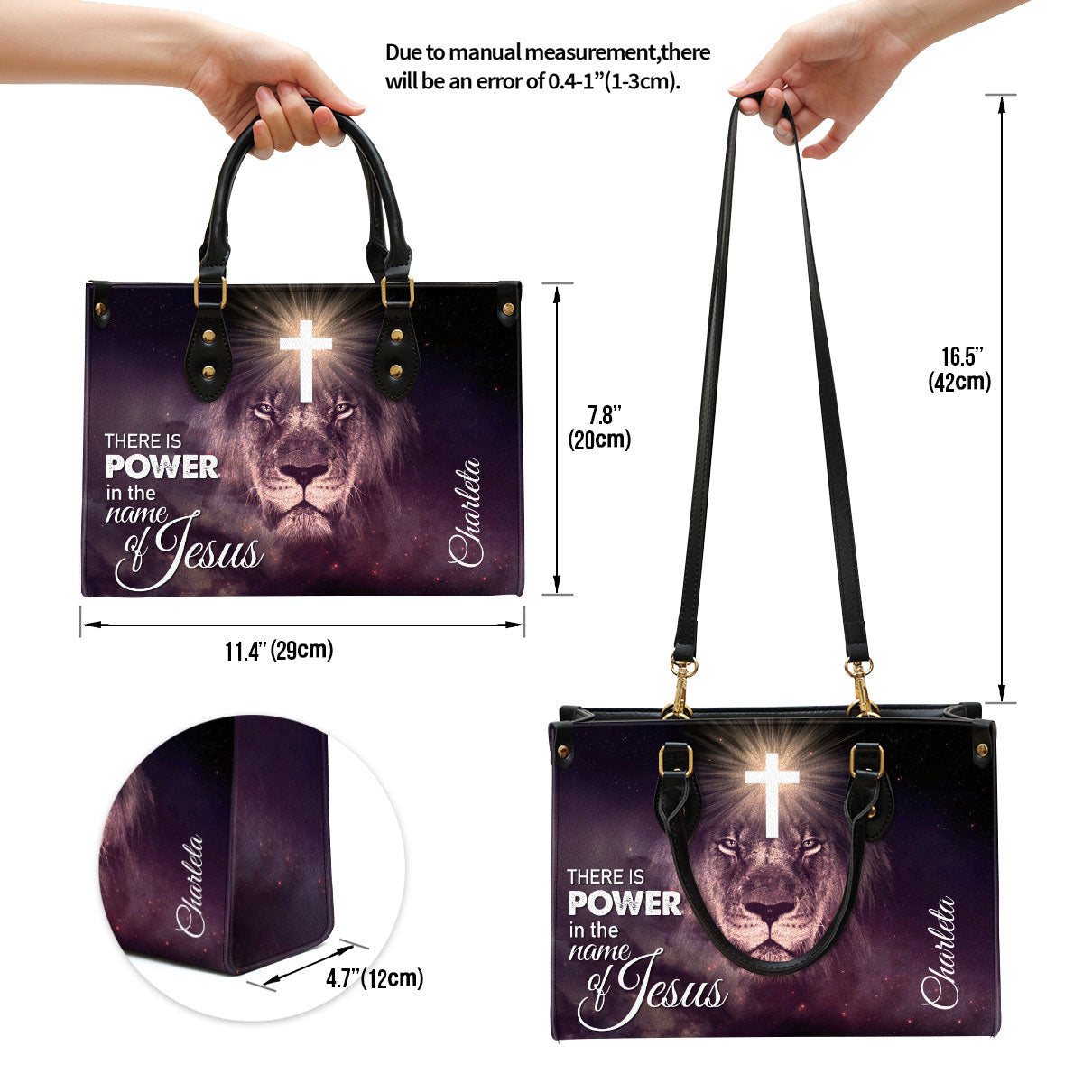 There Is Power In The Name Of Jesus Beautiful Personalized Leather Bag For Women, Religious Gifts For Women